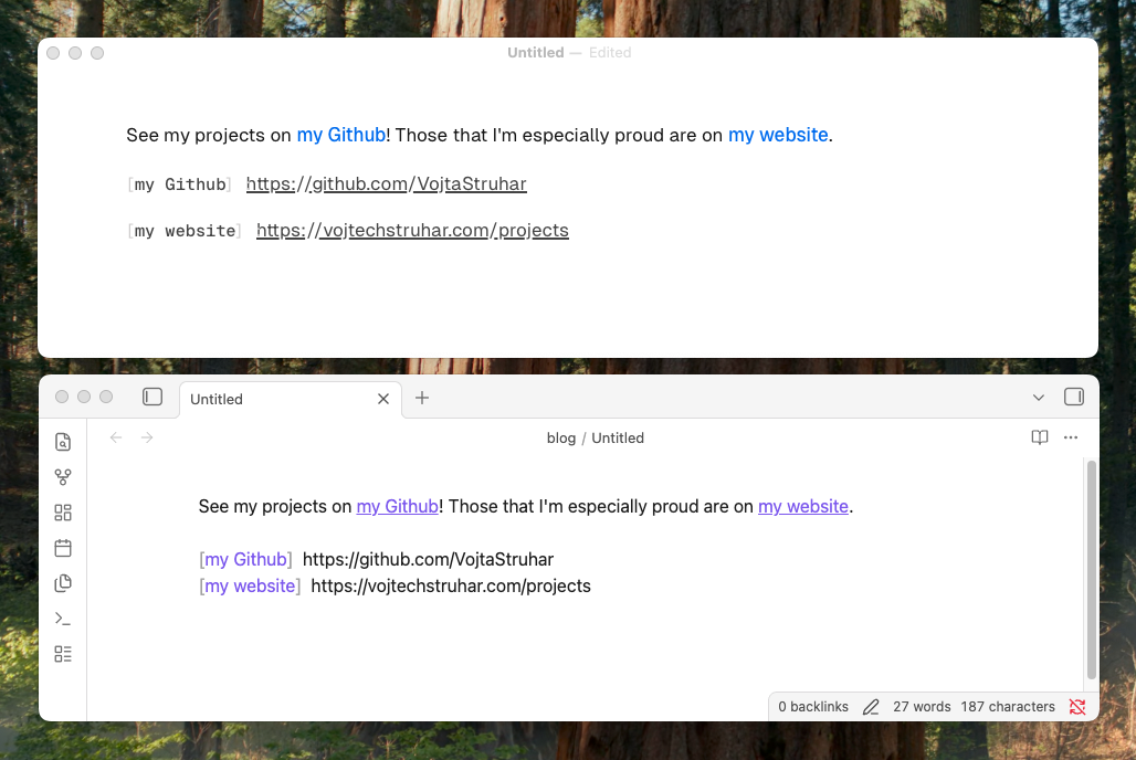 Typora (top) and Obsidian (bottom) handling this arcane markdown link syntax